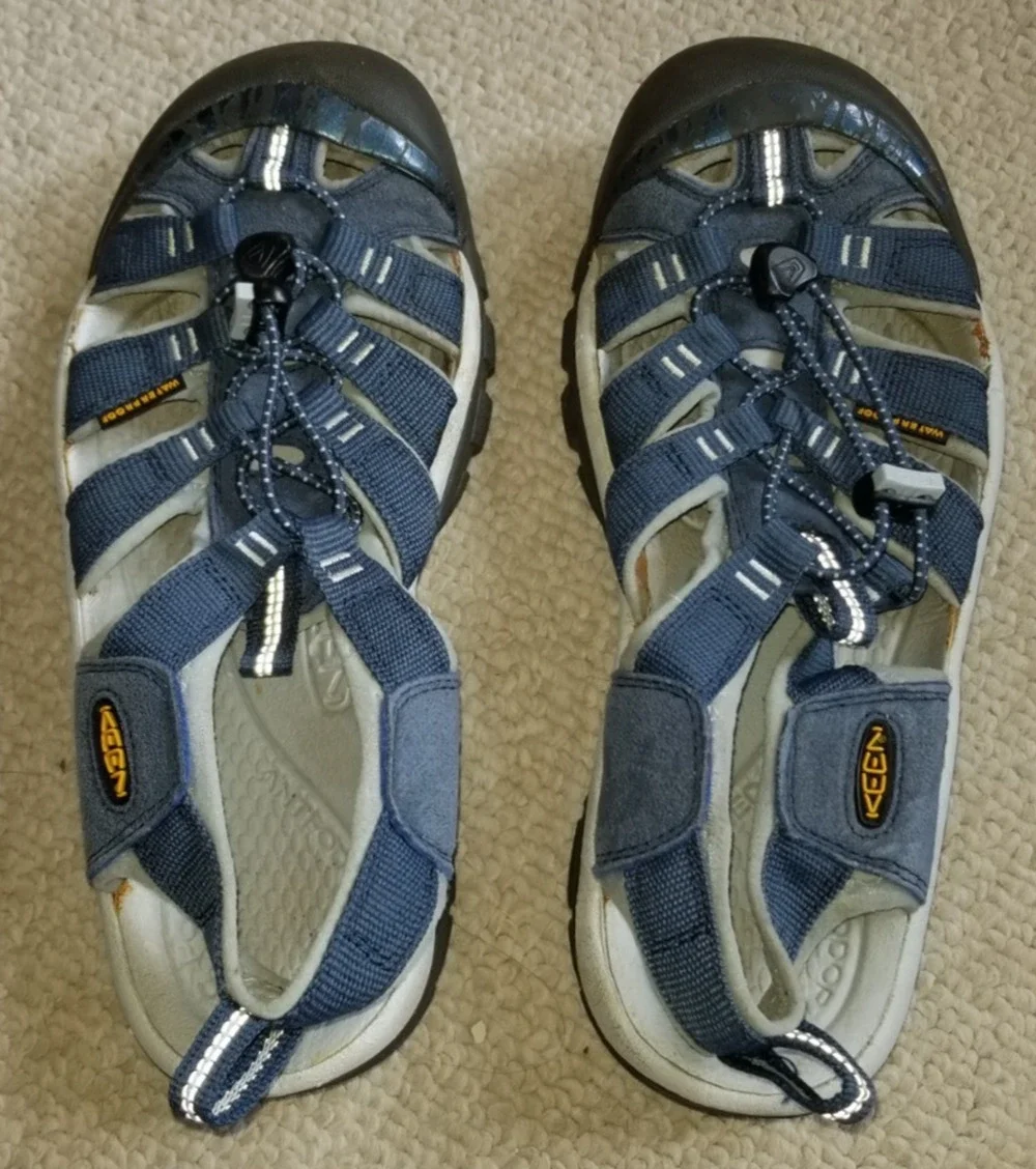 Mens Shoes-KEEN-blue 'Newport H2' adjustable bungee lacing hiking sandal-8.5